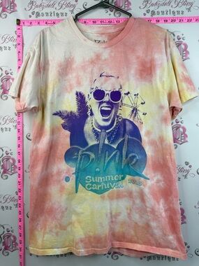 Pink concert band 2023 Tie-Dye 'P!nk Summer Carnival' Graphic Pastel Yellow Blue